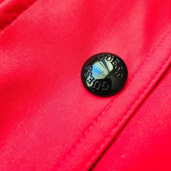 Guess Los Angeles Womens XL red windbreaker adjustable rain jacket full zip hood - Picture 6 of 16